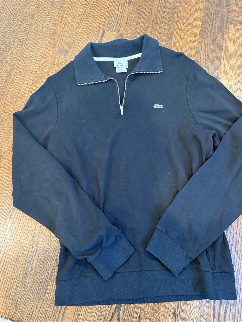 Lacoste Black Navy Quarter-Zip Pullover Sweater
